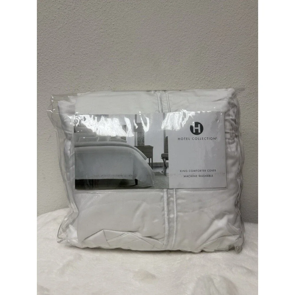 Hotel Collection Embroidered Frame White KING Duvet Cover